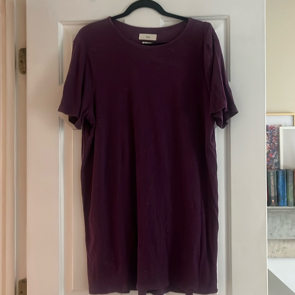 TNA Cotton Tshirt Dress - Maroon/Purple Speckled - Size M